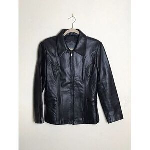 ‎relativity Black Leather Jacket Size Sma